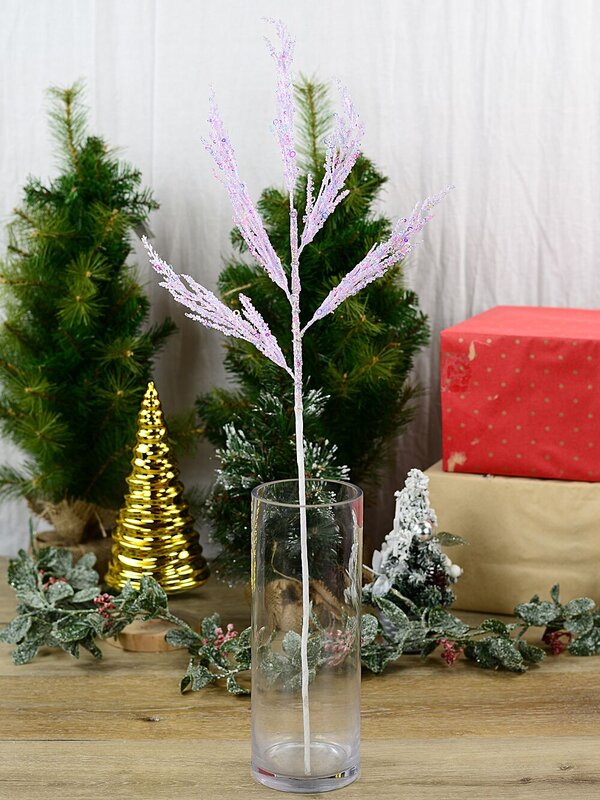 Iridescent Pastel Sequin & Glitter Norfolk Pine Long Christmas Stem | 75cm — image 2