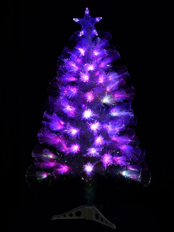 Iridescent Rainbow Effect & Multi Colour LED Fibre Optic Christmas Tree - 90cm