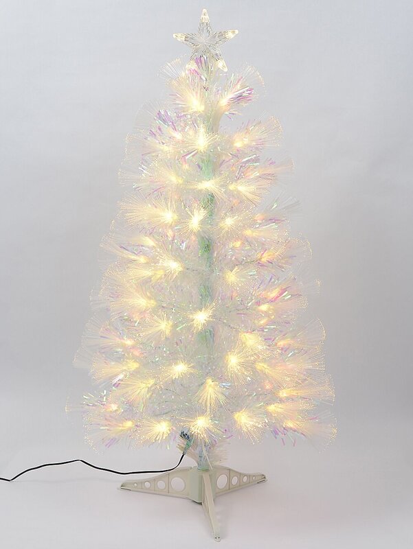Iridescent Rainbow Effect & Warm White LED Fibre Optic Christmas Tree - 90cm — image 3