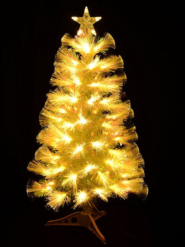 Iridescent Rainbow Effect & Warm White LED Fibre Optic Christmas Tree - 90cm — image 2