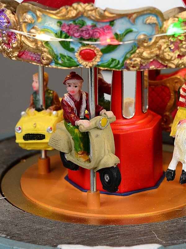 Kids Enjoying A Winter Fun Park Merry-Go-Round Christmas Village Scene - 23cm — image 6