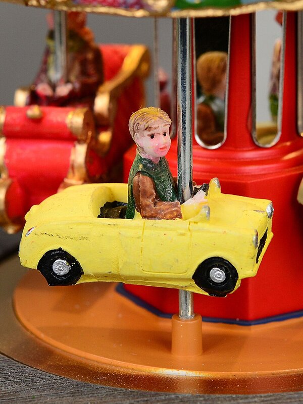 Kids Enjoying A Winter Fun Park Merry-Go-Round Christmas Village Scene - 23cm — image 4