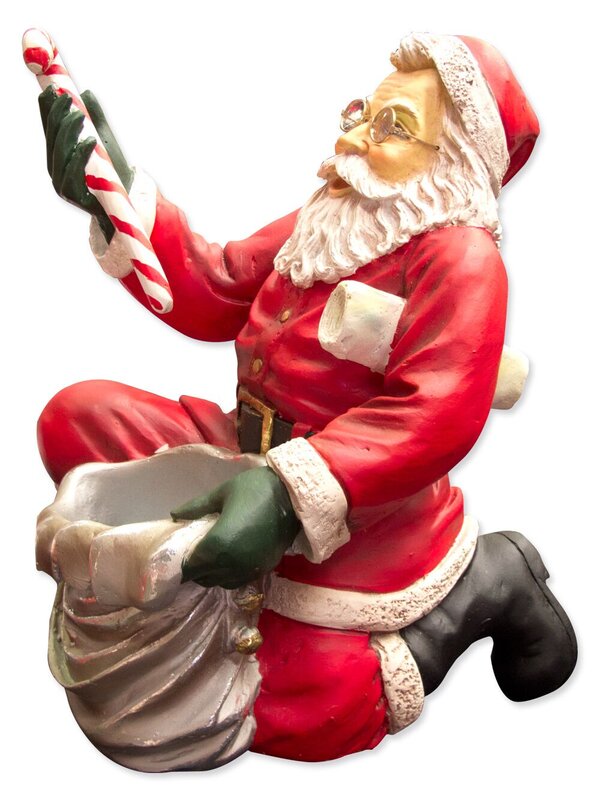 Kneeling Santa With Gift Bag Christmas Decor - 40cm