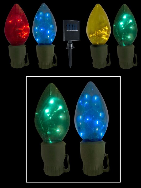 Large C9 Bulb LED Garden Solar Stake Lights - 4 x 47cm — image 2