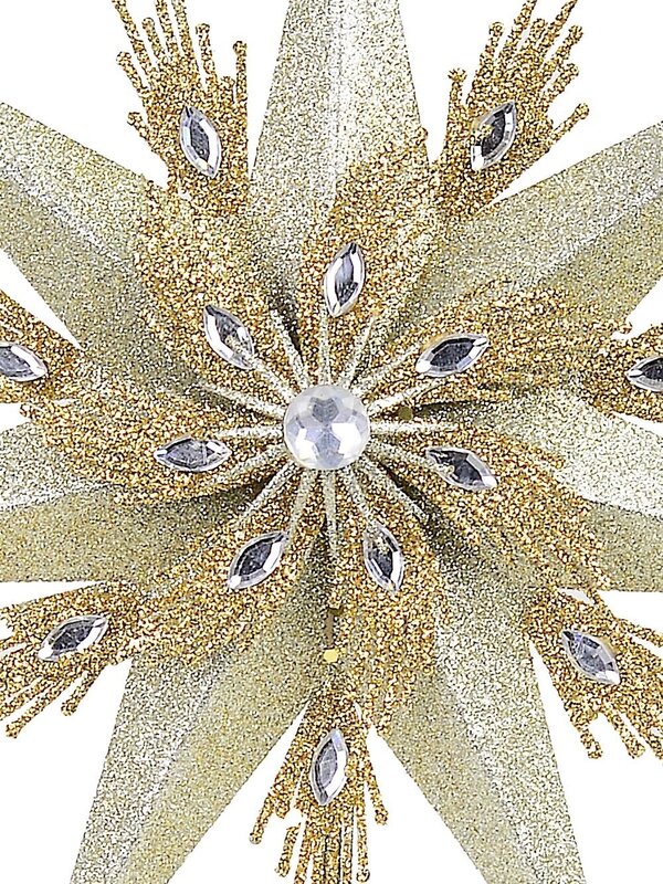 Large Champagne & Gold Glitter Layered Christmas Tree Topper | 33cm — image 3