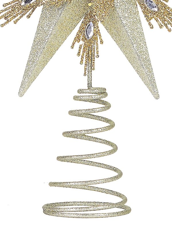 Large Champagne & Gold Glitter Layered Christmas Tree Topper | 33cm — image 4