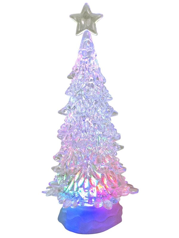 Large Clear LED Illuminated Tree Snow Globe Ornament - 30cm — image 2