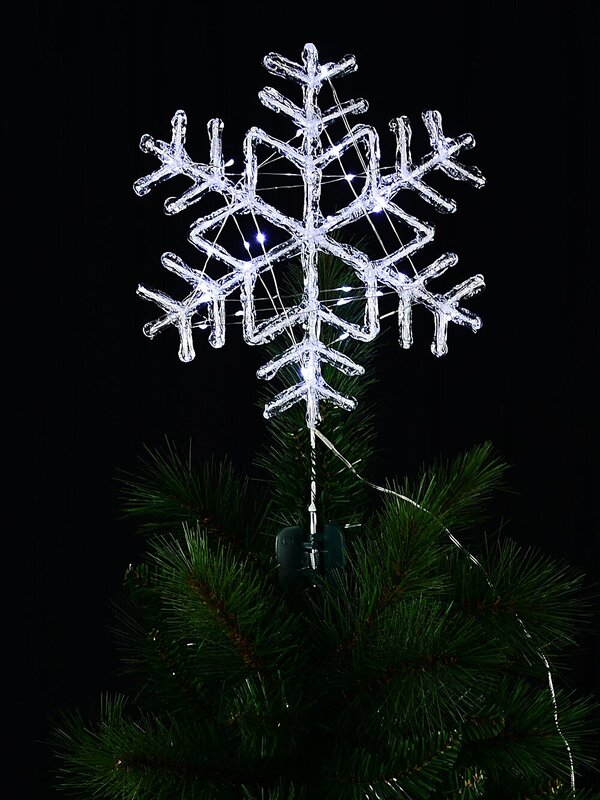 Large Cool White LED Stellar Dendrite Snowflake Tree Topper | 29cm — image 3