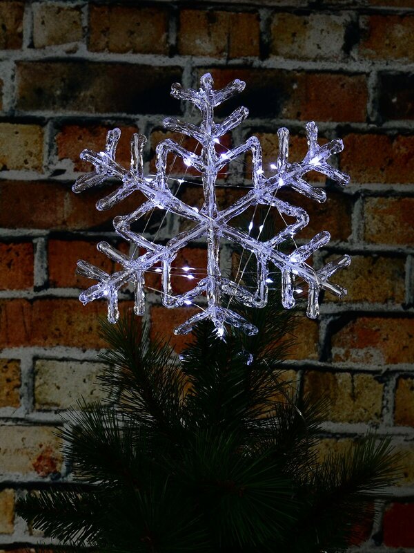 Large Cool White LED Stellar Dendrite Snowflake Tree Topper | 29cm — image 2
