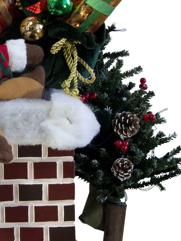 Large Decorative Santa Climbing In Chimney With Gifts & Tree - 84cm — image 10