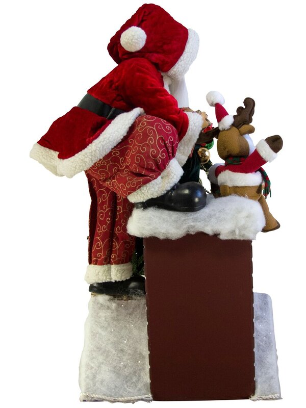Large Decorative Santa Climbing In Chimney With Gifts & Tree - 84cm — image 5