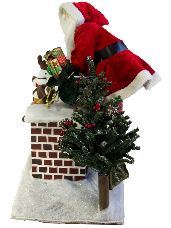 Large Decorative Santa Climbing In Chimney With Gifts & Tree - 84cm — image 4