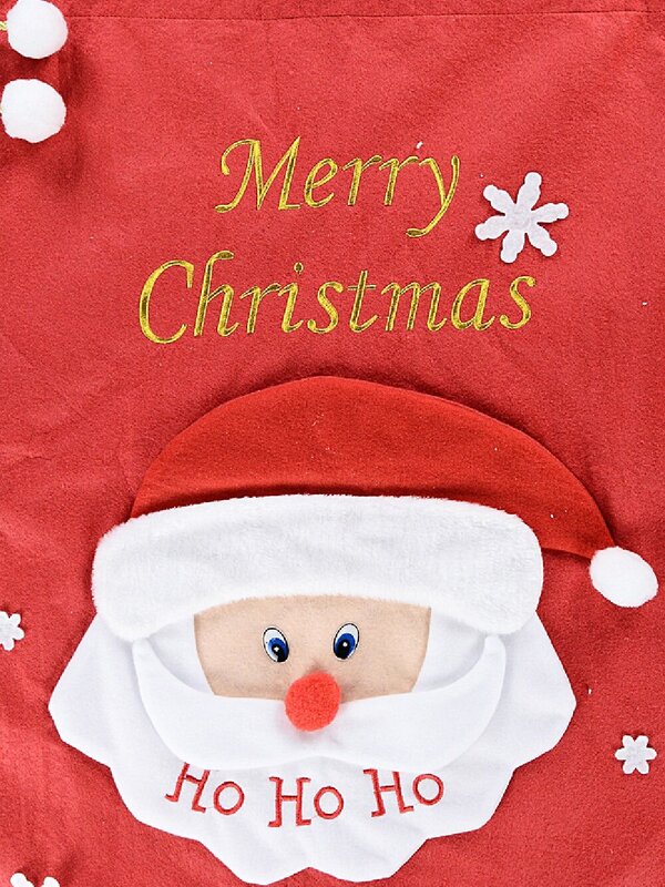 Large Felt Cute Santa Face Appliqued & Merry Christmas Gift Santa Sack - 90cm — image 2