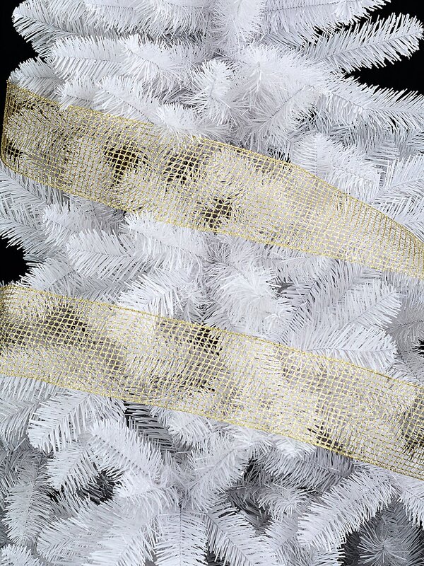 Large Gold Glitter Netted Mesh Wide Cut Ribbon | 10m x 10cm — image 3
