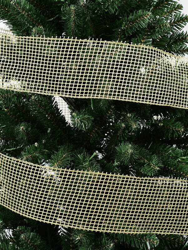 Large Gold Glitter Netted Mesh Wide Cut Ribbon | 10m x 10cm — image 2