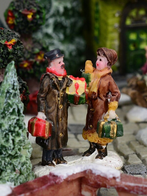 Large Hillside Festive Christmas Village With Moving Train Feature - 35cm