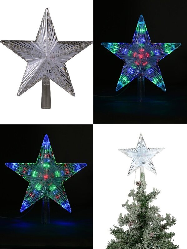 Large Multi Colour LED Star Christmas Tree Topper | 22cm
