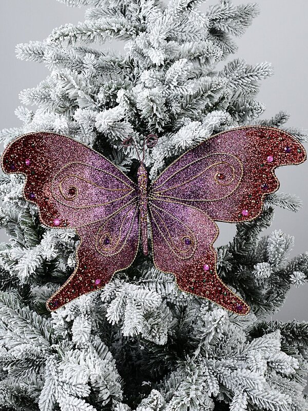 Large Purple To Pink Bejeweled Butterfly Christmas Clip Pick | 52cm — image 5