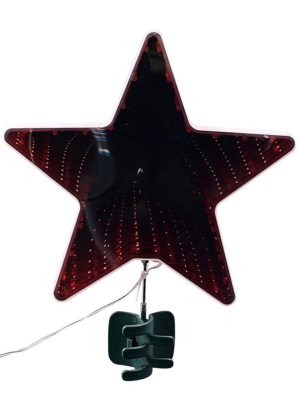 Large Red LED Infinity Mirror Star Christmas Tree Topper | 25cm — image 3
