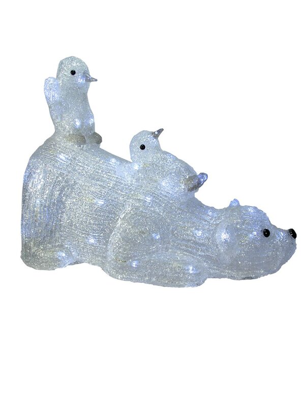 LED Acrylic Polar Bear With Two Penguins Ornament - 45cm — image 2