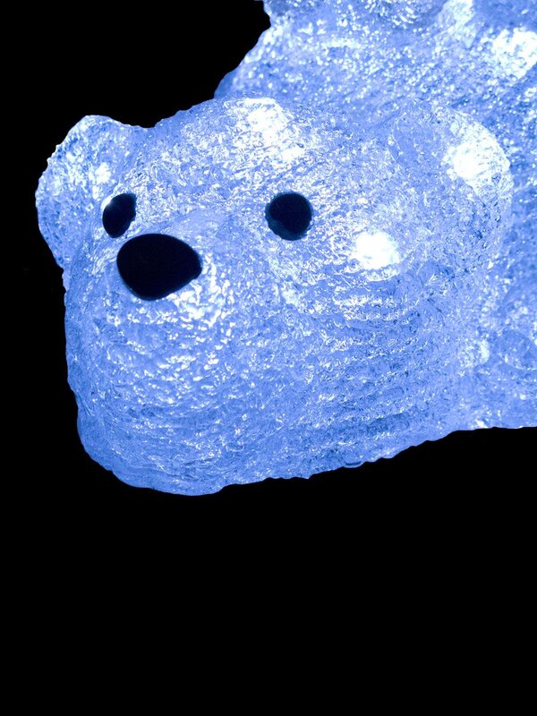 LED Acrylic Polar Bear With Two Penguins Ornament - 45cm
