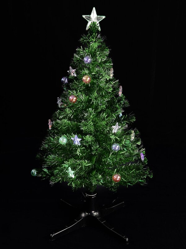LED Bauble & Star Rotating Fibre Optic Tree - 1.2m