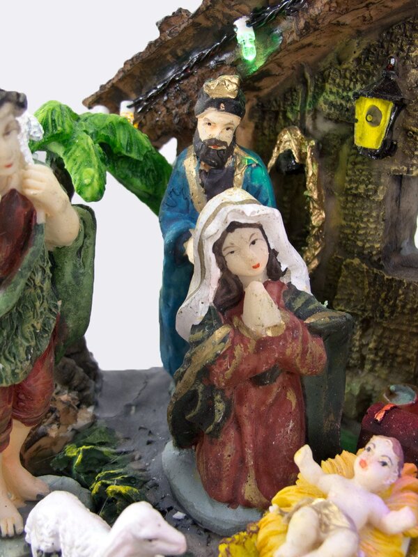 LED Resin Manger Scene Battery Operated Nativity Scene - 44cm