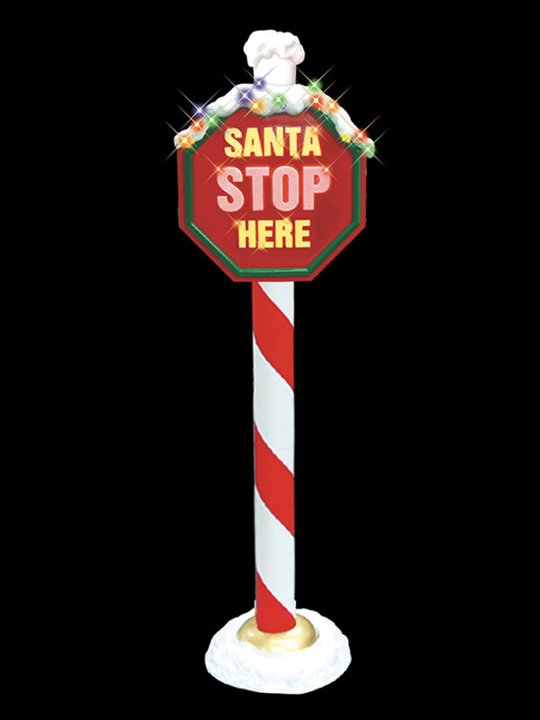 LED Santa Stop Here Post - 1.5m