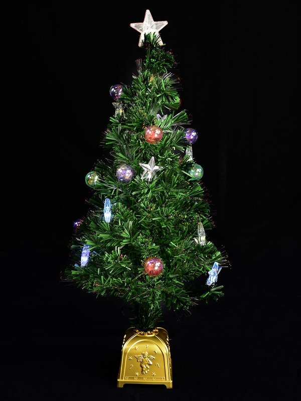 LED Star & Bauble Fibre Optic Tree - 90cm