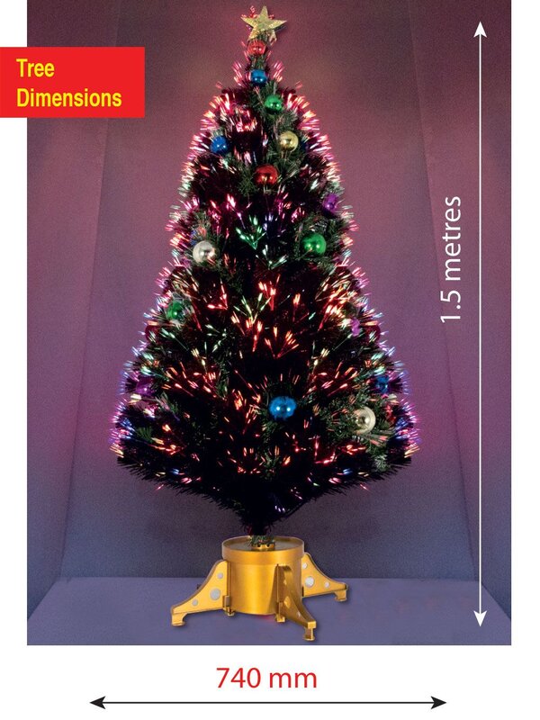 LED With Bauble Decorations Fibre Optic Christmas Tree - 1.5m — image 2