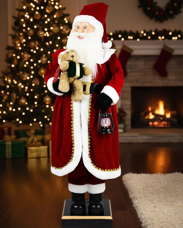 Life Size Animated Singing & Dancing Santa Claus With Lantern & Teddy | 1.5m — image 5