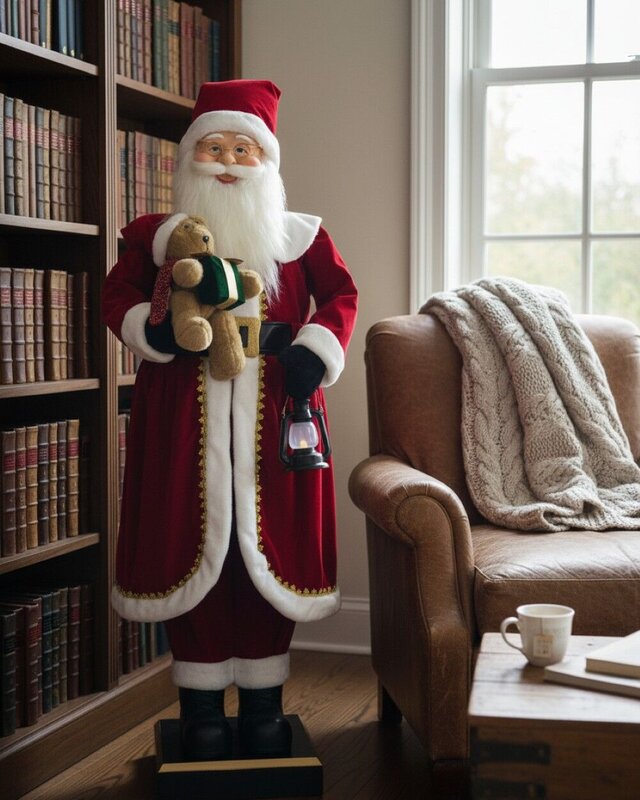 Life Size Animated Singing & Dancing Santa Claus With Lantern & Teddy | 1.5m — image 4