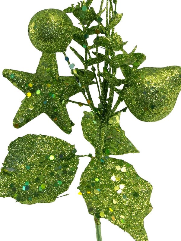 Lime Green Pick With Assorted Decorations - 14cm