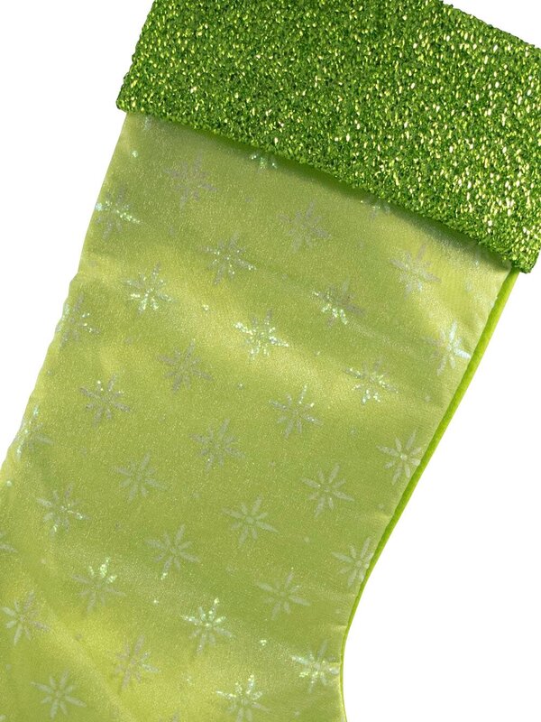 Lime Green Snowflake Design Stocking - 44cm