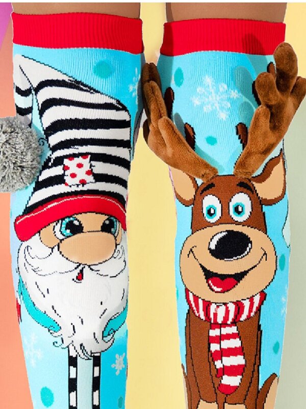 Madmia Santa & Reindeer Pattern Design Christmas Socks - One Size Fits Most — image 2
