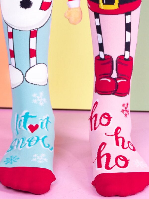 Madmia Santa & Snowman Pattern Design Christmas Socks - One Size Fits Most