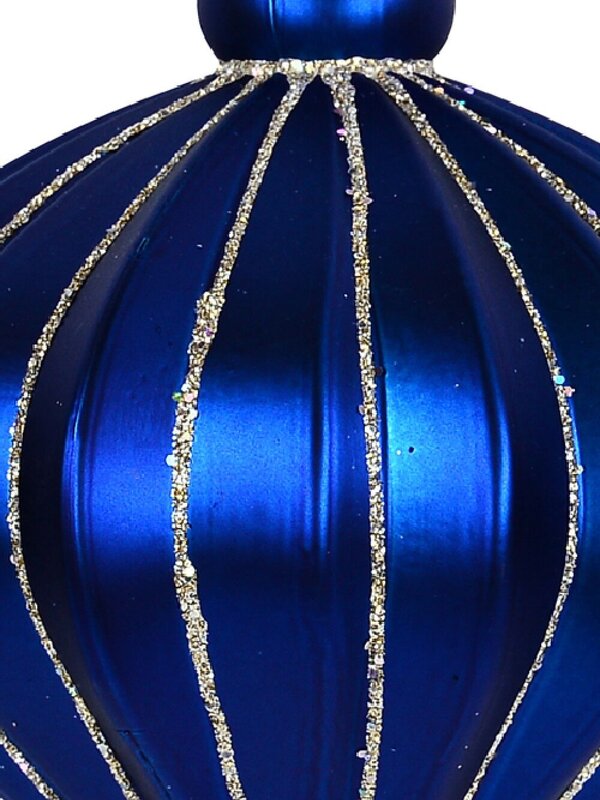 Matte Blue & Champagne Lustrous Signature Textured Onion Finial Drop | 17cm — image 3