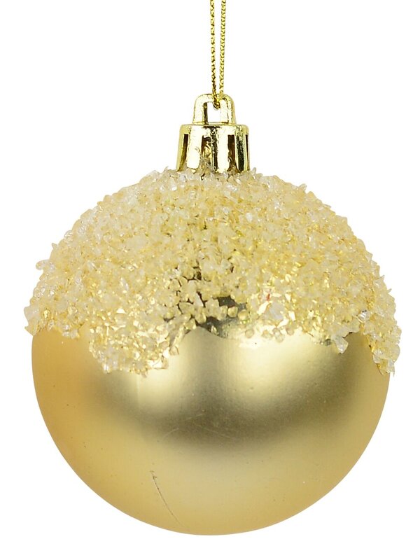 Matte Pink & Matte Gold Baubles With Textured Frost Topping - 2 x 60mm