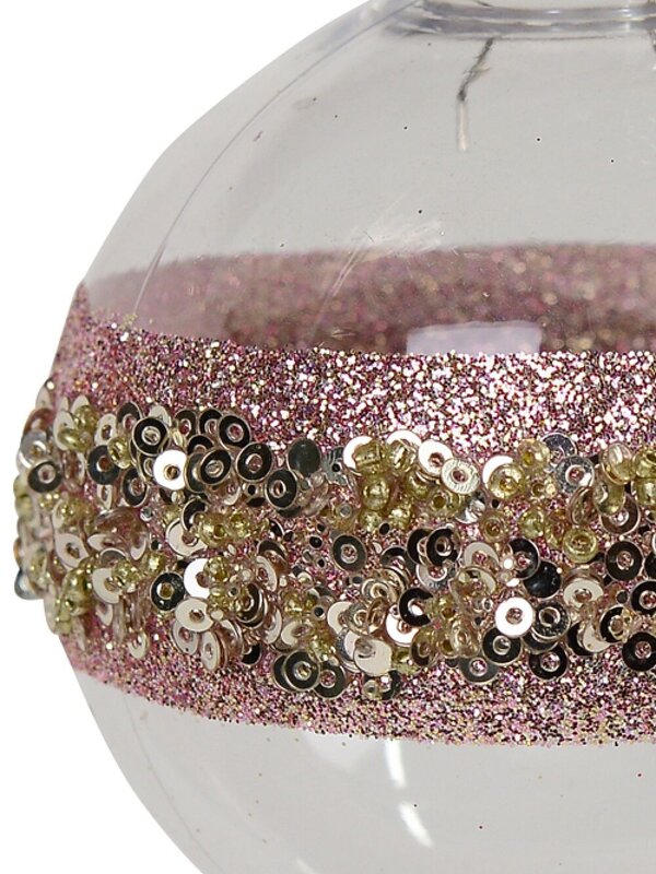 Mauve Stripe Decorated Bauble Christmas Tree Hanging Decoration - 80mm — image 2