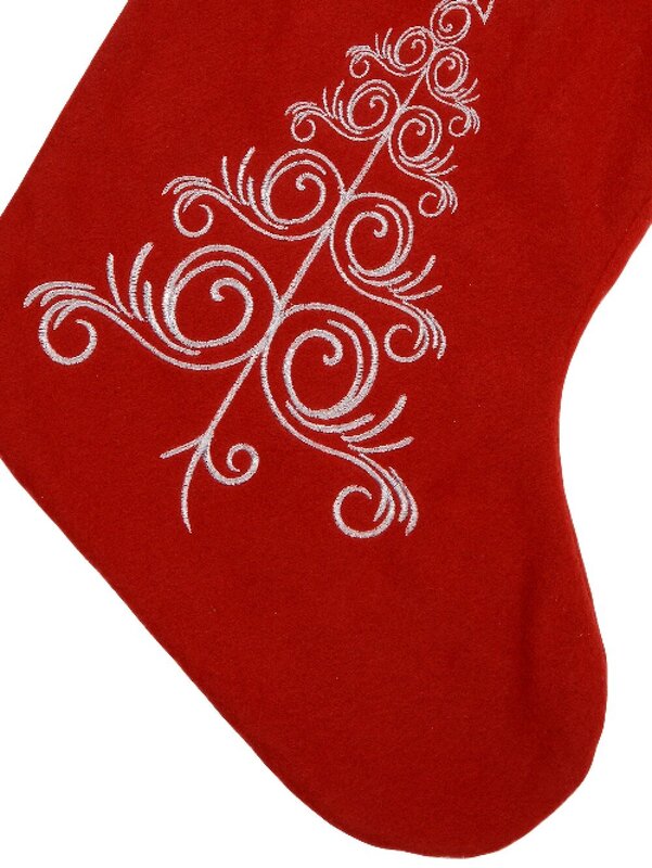 Merry Christmas & Christmas Tree Red Fleece Stocking - 46cm — image 4