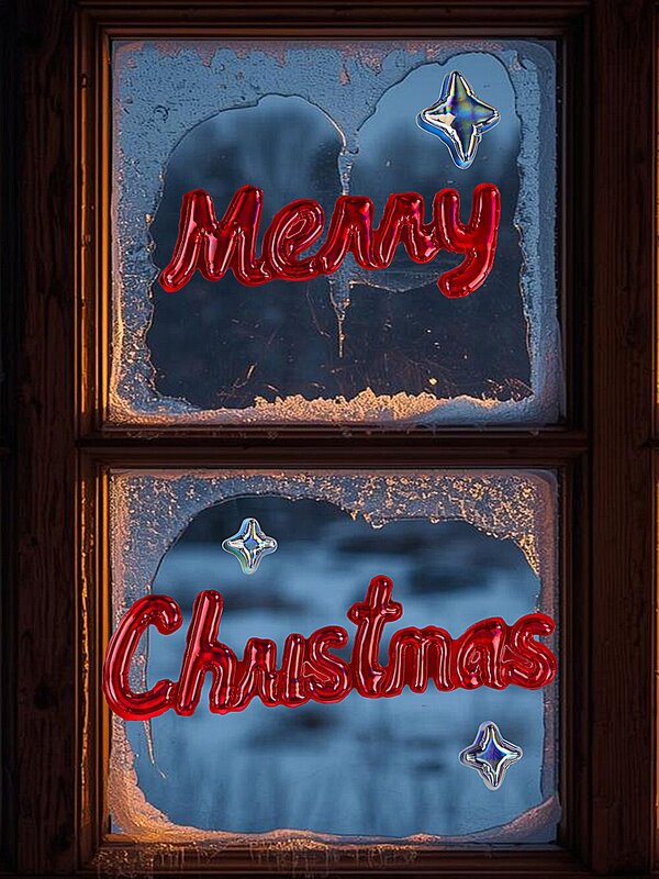 Merry Christmas Red & Silver Bubble Sticker Set | 40cm — image 2