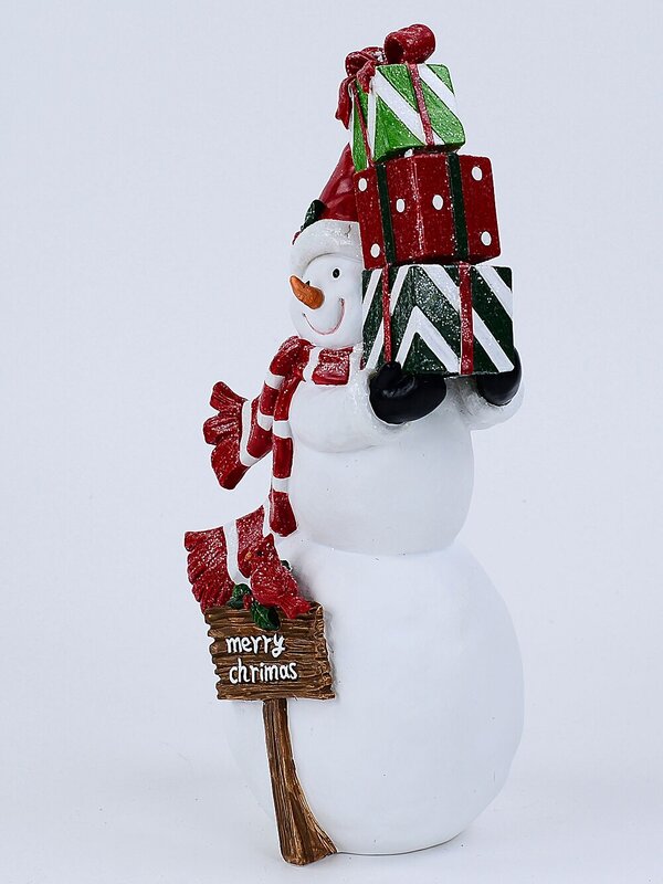 Merry Christmas Snowman & Gifts Decorative Resin Statue Ornament - 31cm — image 2