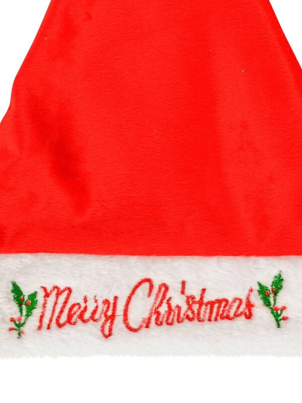 Merry Christmas Soft Plush Traditional Christmas Santa Hat - One Size Fits Most — image 5