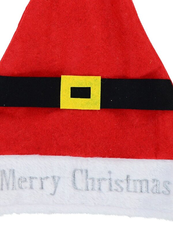 Merry Christmas With Belt Decorated Traditional Santa Hat - One Size Fits Most