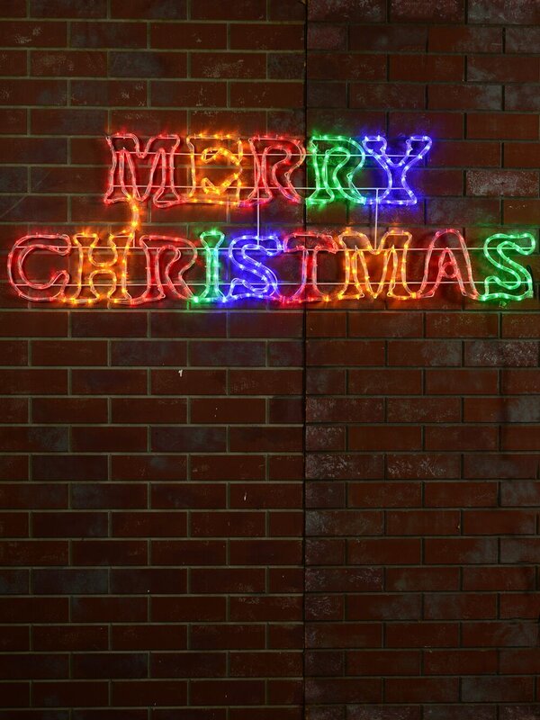 Merry Christmas With Various Coloured Letters LED Rope Light Silhouette - 1.6m — image 2