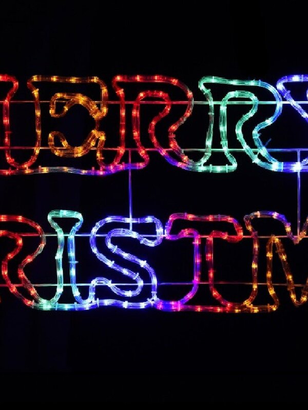 Merry Christmas With Various Coloured Letters LED Rope Light Silhouette - 1.6m — image 3