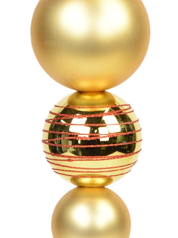 Metallic & Matte Gold With Red Glitter Large Finial Display Decoration - 45cm