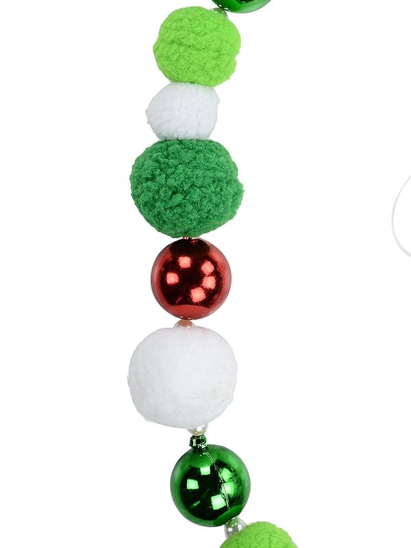Metallic & Plush Red, White & Green With Pearl Bauble Christmas Garland - 1.8m — image 2
