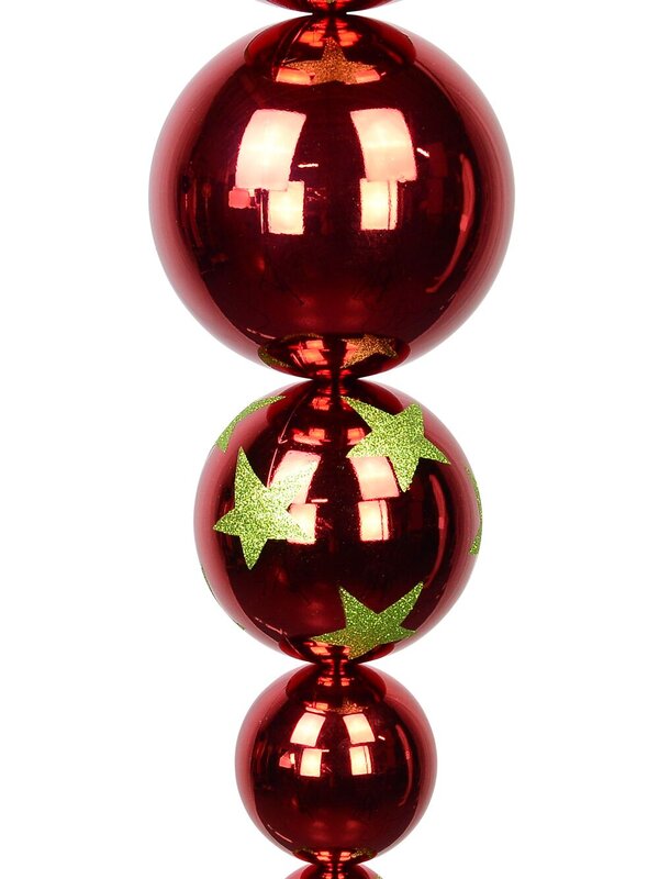 Metallic Ruby Red With Lime Green Stars Large Finial Display Decoration - 1m