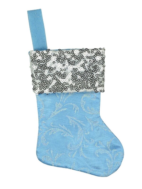 Mini Blue With Silver Cuff Christmas Stocking Hanging Decorations - 6 x 15cm — image 3